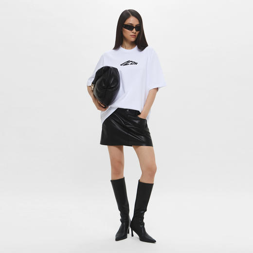 DSQUARED2 女士徽标印花棉质圆领短袖T恤 白色 S80GC0079 D20033 100 商品图3