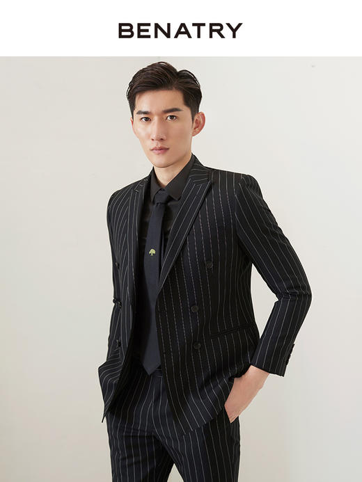 贝纳川竖条纹羊毛男士通勤西服100025034402 商品图4