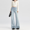 罗蒙春季女式牛仔裤女士高腰显瘦时尚百搭喇叭裤棉质水洗女长裤 商品缩略图6