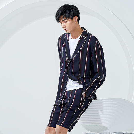 贝纳川竖条纹休闲时尚男士西服100025013776 商品图3