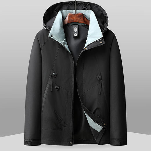 【超大码】【新款DPX】大依优型大码连帽夹克男360斤加肥加大码肥佬拼色防风冲锋外套 商品图0