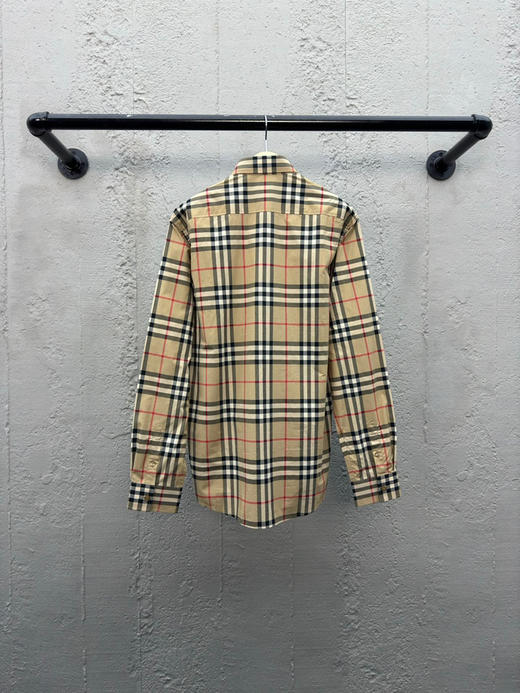 BURBERRY 标签贴花格纹长袖衬衫 商品图1