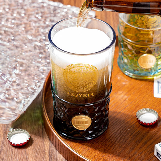 大英博物馆 亚述系列 狮子 渐变浮雕 铭牌玻璃杯 商品图2