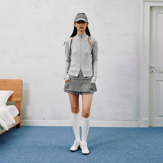 NUTH 多穿显瘦长袖针织披肩双头拉链背心两件套女 商品图5