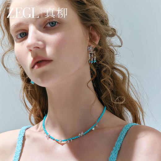 ZEGL真柳设计师只此青绿系列绿松石项链女2025新款锁骨链春夏配饰 商品图0