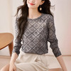 SMZ34269时尚印花网纱长袖T恤女士春季新款高级感百搭显瘦打底衫洋气上衣 商品缩略图0