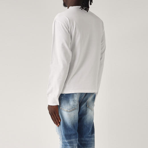 DSQUARED2 男士徽标印花棉质圆领长袖T恤 白色 S79GC0099 D20033 100 商品图2