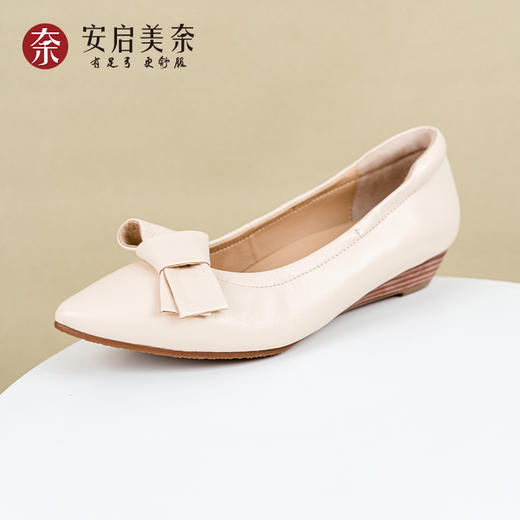 ARCH CONTACT安启美奈气垫云春秋季浅口单鞋坡跟绵羊皮尖头中跟单鞋【52907】 商品图10