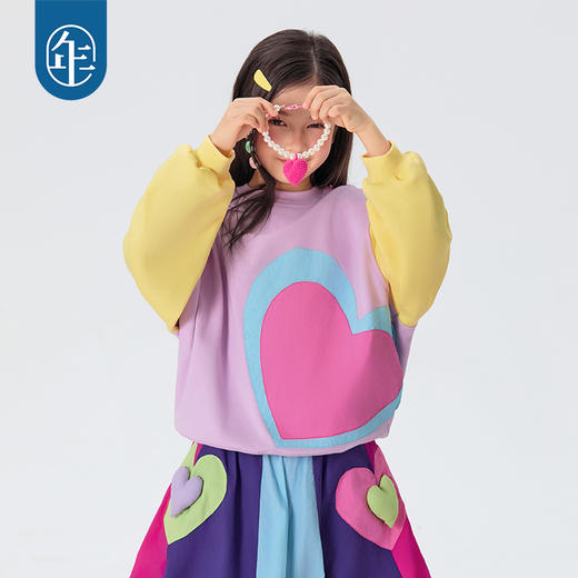 年衣童装女童卫衣长袖2025年春新款儿童印花套头衫甜美撞色上衣宽松扑通扑通卫衣 商品图4