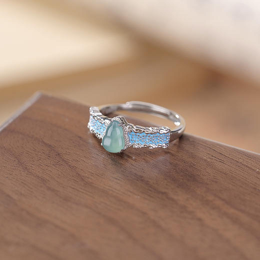【福禄琳琅】S925银蓝水翡翠珐琅福禄葫芦戒指【CW-JZ06927】 商品图2