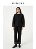 HIDEMI 黑色极简设计圆领翻边袖口拼接廓形大口袋休闲上衣套装 上衣/格纹卷边西裤 商品缩略图0