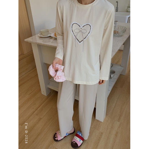 【少女心爆棚】2025春新款家居服女蝴蝶结爱心撞色美宅衣可外穿睡衣遛弯衣 商品图5