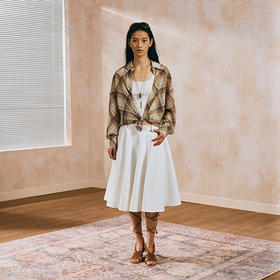 NUTH垂感半透度假宽松复古格纹衬衫女