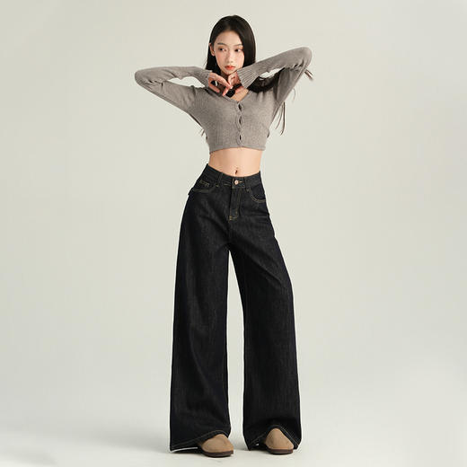 罗蒙春夏女式牛仔裤宽松显瘦舒适休百搭时尚潮流阔腿裤女棉质长裤 商品图5