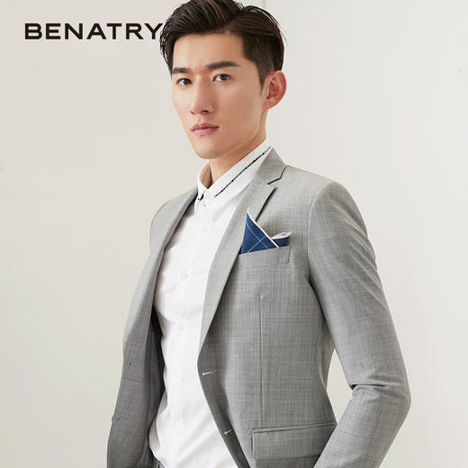 贝纳川细格纹男士通勤西服外套100025027118 商品图2