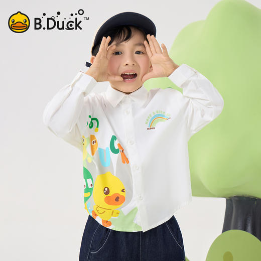 B.Duck小黄鸭童装儿童长袖衬衫春季男童时尚翻领上衣潮105-150 BF1610001 商品图1