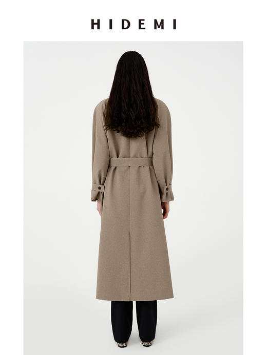 HIDEMI进口CD纱极简翻领大廓形可拆卸腰带伞状法式风衣 商品图6