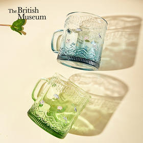大英博物馆 盖亚·安德森猫系列 埃及花园 渐变浮雕玻璃杯 蓝色/绿色