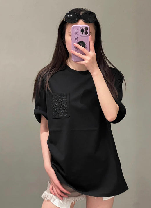 新品Loewe 基础口袋刺绣短袖T恤 商品图2