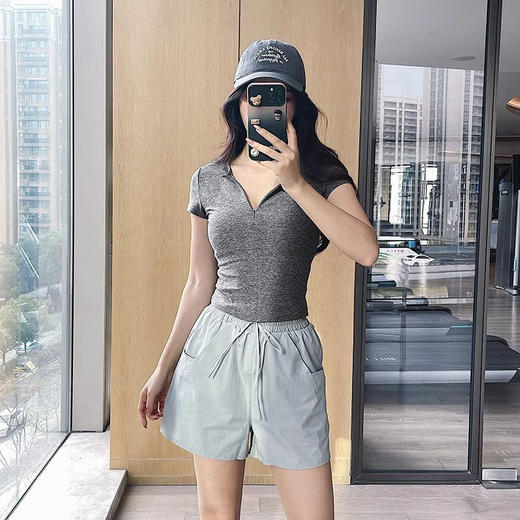 【3~5天发货】跃牌【美度空间】系列 NU青春裸感修身显瘦瑜伽短袖高级感收腰内搭运动T恤TX52015 商品图0