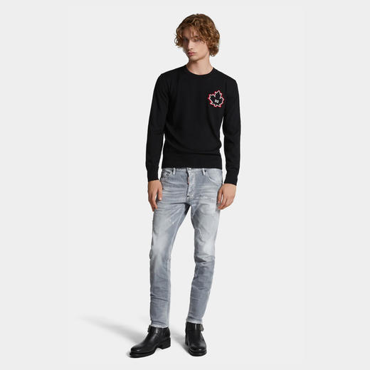DSQUARED2 男士 Skater  徽标标签拉绒牛仔裤 灰色 S74LB1656 S30260 852 商品图2