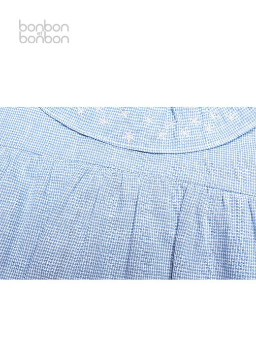 荷叶边领蓝色细格上衣 商品图3