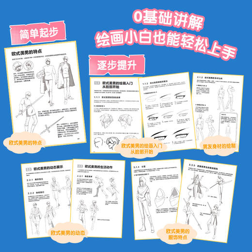 男友101 欧式美男动漫角色绘画实例教程 男性漫画自学*基础教程新手入门 男性角色设定OC教程打造美男子帅哥服饰体态表情 商品图1