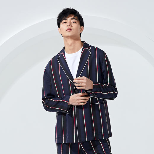 贝纳川竖条纹休闲时尚男士西服100025013776 商品图1