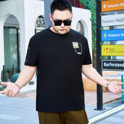 【纯棉】【DYG】大依优型大码男装圆领短袖T恤纯棉男装百搭薄款T恤男胖子半袖上衣 商品图3