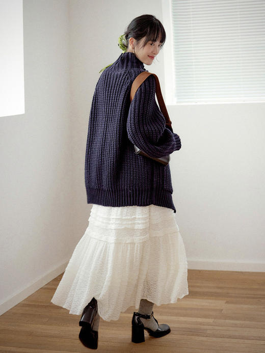 【现货】Even Vintage|浪漫法式风 泡泡提花立体编制工艺温柔百搭白色半裙 商品图3