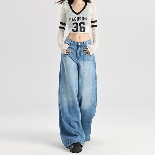 【莱赛尔面料】罗蒙春夏牛仔裤女士宽松舒适休头百搭阔腿裤女长裤子 商品图3