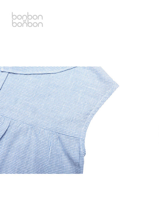 荷叶边领蓝色细格上衣 商品图4