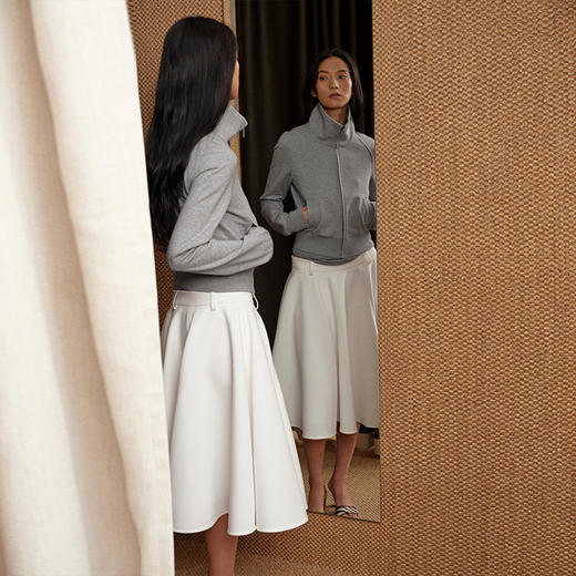 NUTH白色大廓形堆褶裙摆空气感a字蓬松半裙女 商品图4