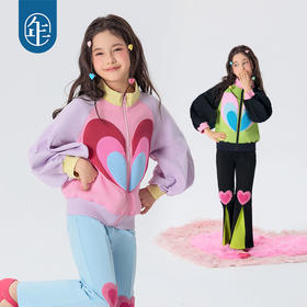 年衣童装女童外套2025年春新款儿童立领外套女大童撞色休闲上衣扑通扑通外套