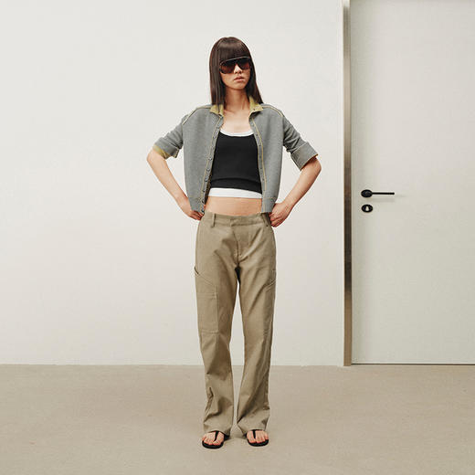 NUTH复古卡其色修身直筒工装裤女 卡其色 商品图0