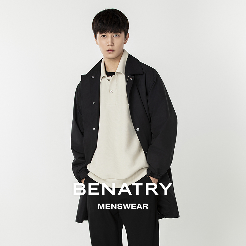 贝纳川翻领休闲男士中长款风衣ECP317001402