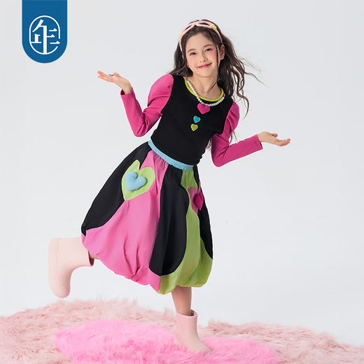 年衣童装女童长袖T恤打底衫2025春新款儿童甜美袖撞色T恤美上心巴长袖上衣 商品图2