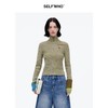 【笑脸衣橱】SELFWHO羊毛混纺半高领拉链针织衫女2025春新款修身撞色打底上衣 商品缩略图2
