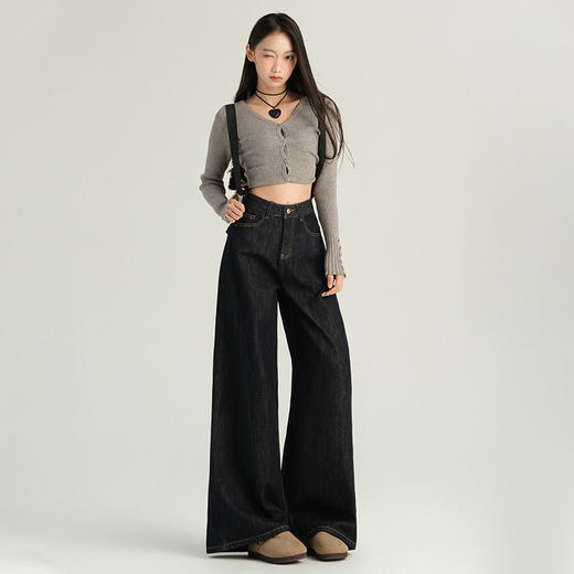 罗蒙春夏女式牛仔裤宽松显瘦舒适休百搭时尚潮流阔腿裤女棉质长裤 商品图2
