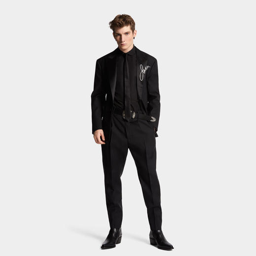 DSQUARED2 男士字母徽标羊毛休闲裤 黑色 S74KB1009 S78136 900 商品图2