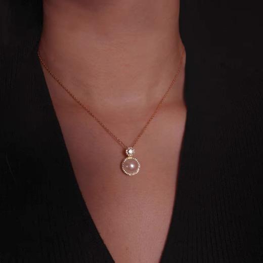 纯银大鸽子蛋诸暨天然强光扁圆淡水珍珠满钻轻奢小众S925银项链！ 商品图1