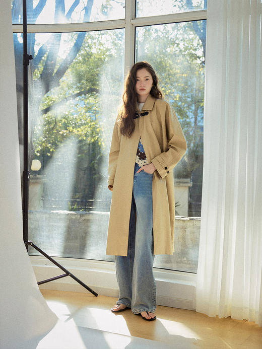 【现货】Even Vintage|archroma三防工艺长绒棉 无扣式皮扣翻领一片式风衣 商品图2