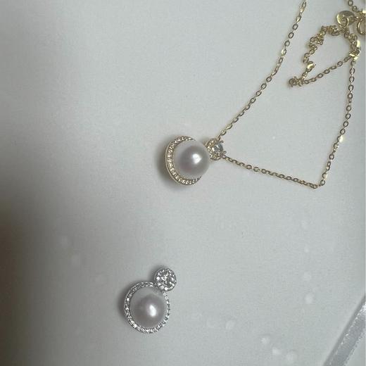 纯银大鸽子蛋诸暨天然强光扁圆淡水珍珠满钻轻奢小众S925银项链！ 商品图2