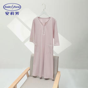 【3F】安莉芳纯棉圆领中袖睡裙女士花边装饰宽松家居裙EL00720