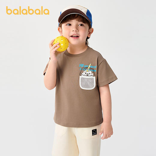 巴拉巴拉童装男童短袖t恤宝宝打底衫纯棉女童上衣速干2025夏新款 商品图2