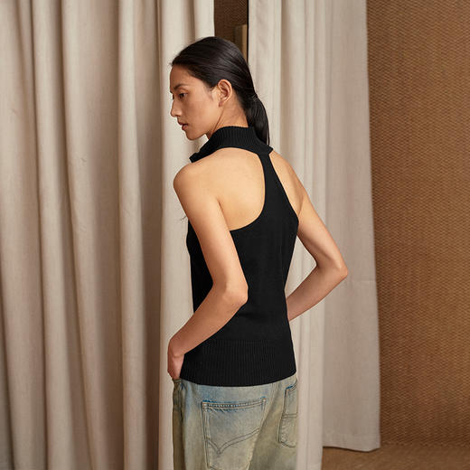 NUTH 多穿显瘦长袖针织披肩双头拉链背心两件套女 商品图1