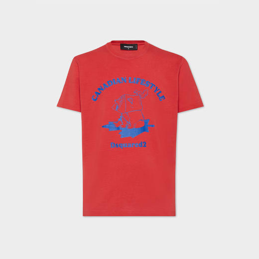 DSQUARED2 男士小熊徽标印花棉质圆领短袖T恤 红色 S74GD1391 D20035 307 商品图0