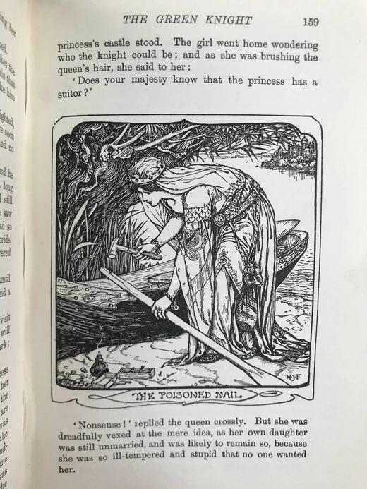 1925年 安德鲁·朗格《橄榄绿童话书》 8幅彩色与大量黑白插图 漆布精装32开 商品图13