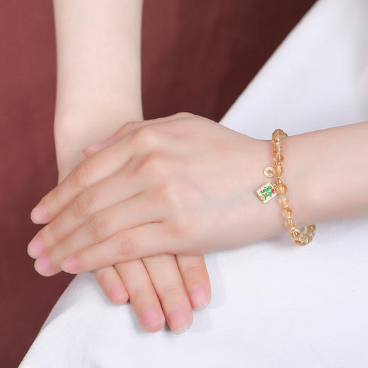 【招财有术】S925银镀金黄水晶钱币圆珠手链【CW-SL11739-9】 商品图3