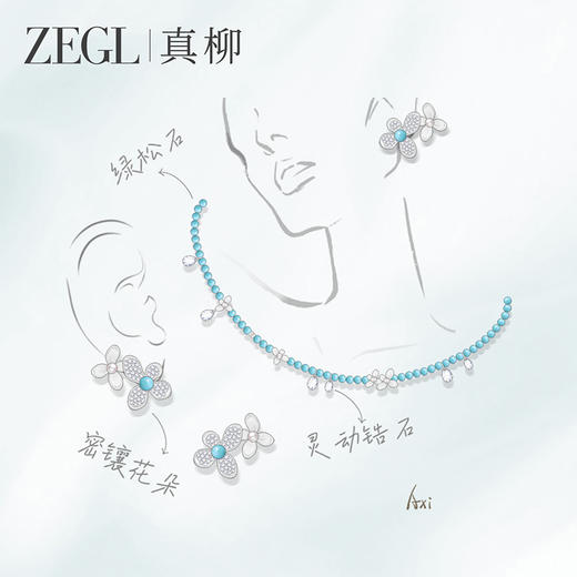 ZEGL真柳设计师只此青绿系列绿松石项链女2025新款锁骨链春夏配饰 商品图4